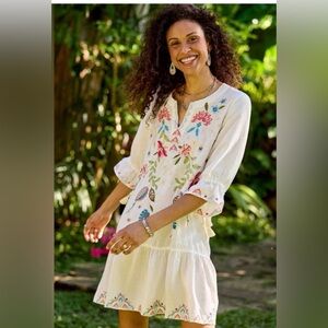 Johnny Was Multicolor Emika Kimono Sleeve Flounce Dress